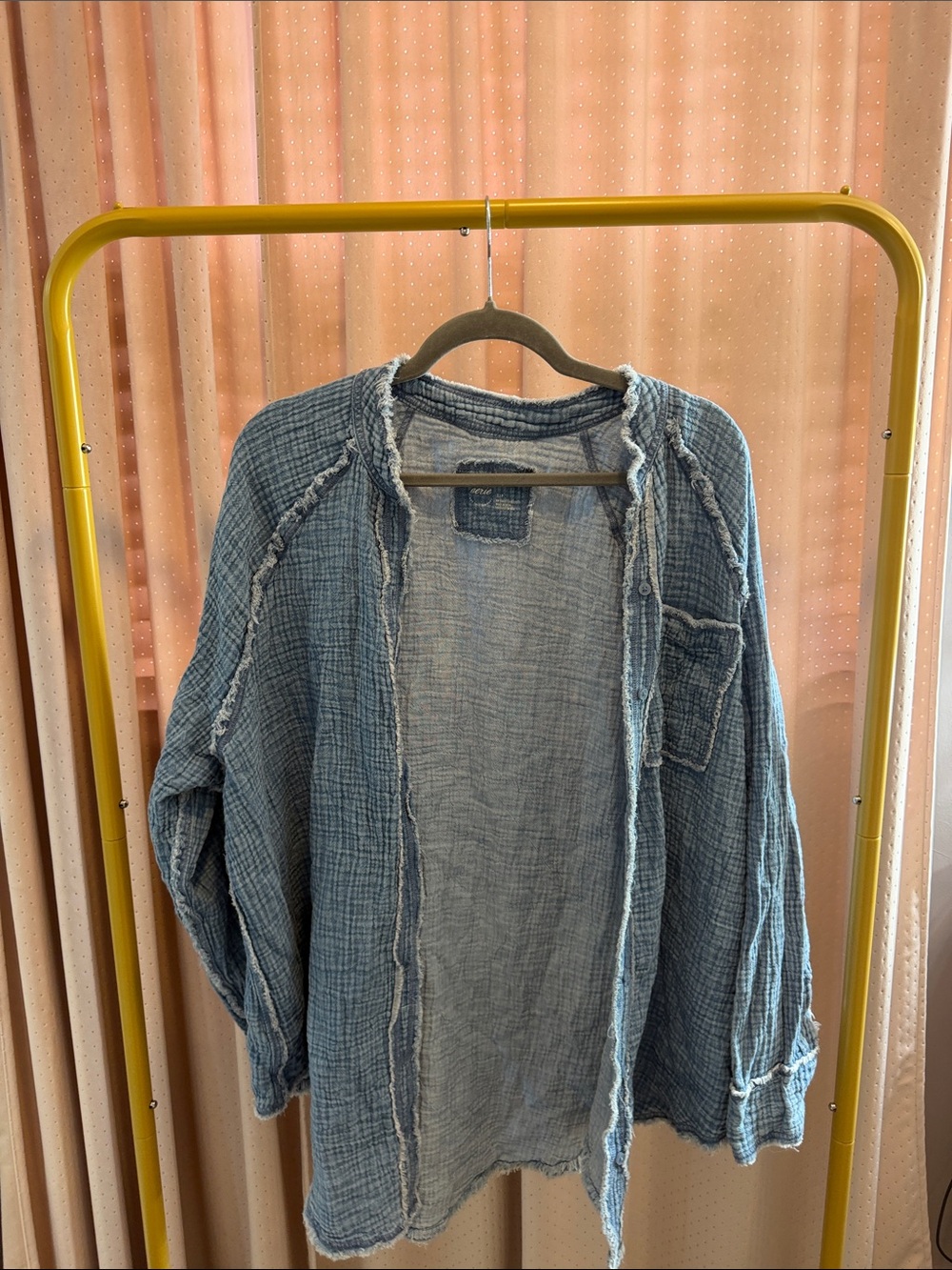 aerie Light Blue Raw-Edge Open-Front long Sleeve